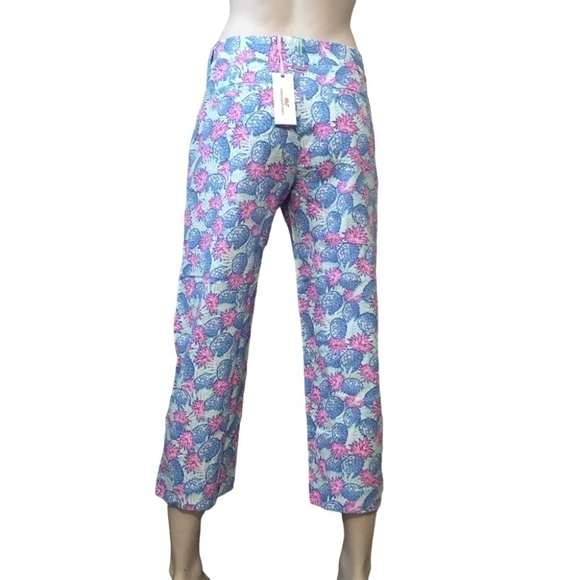 VINEYARD Vines Pineapple Catamaran Capri Pants Jeans Cropped Linen Cotton Blend - Picture 3 of 12